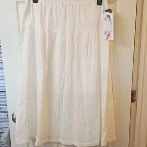 Celebrity Pink White Eyelet Midi Skirt